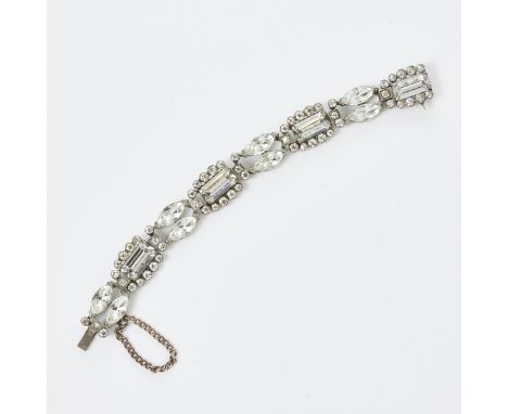 EISENBERG - Vintage ArmbandFa. Eisenberg, USA. Um 1940. Metall. Strass. L. 18 cm. b. 1,7 cm. Signiert: Original Eisenberg. Se