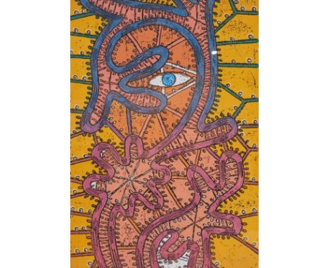 W.P. Eberhard Eggers1939 Hannover - 2004 Hannover - Ohne Titel (Figur mit Auge) - Farblithografie/Papier. 7/13. 140 x 99 cm (