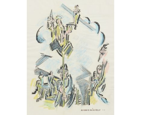 Fritz Burger-Mühlfeld1882 Augsburg - 1969 Hannover - In der Stadt - Ölpastellkreide, Tusche/Papier. 60 x 40 cm. Sign. u. dat.