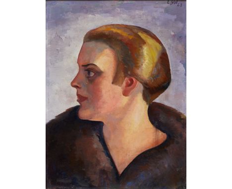 Eugen StollLudwigshafen 1895 - 1978 - Portrait der Anneliese, der Gattin des Künstlers - Öl/Karton. 48 x 36 cm (Sichtmaß). Si