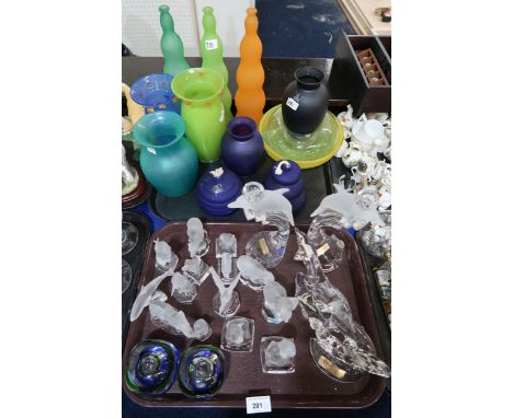 A pair of Kosta glass paperweights by Anna Earner, Nachtmann and Goebel glass animals and assorted other glassware Condition 
