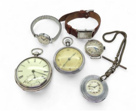 A Silver pocket watch&nbsp;together with a collection of various watches and a stopwatch Condition Report:No condition report