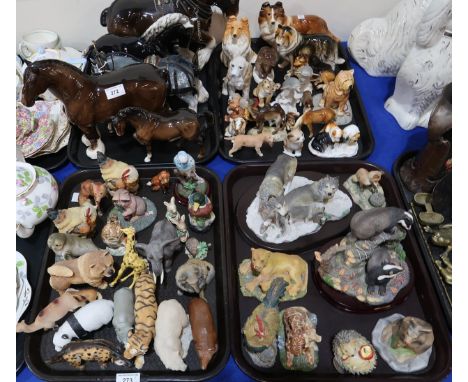A collection of animal and bird figures in resin and ceramic including Beswick, Leonardo etc Condition Report:Available upon 