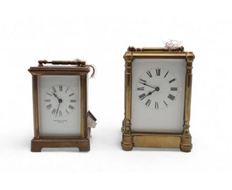 A Whytock &amp; Sons brass carriage clock, 11cm high, and another brass carriage clock, 14cm high Condition Report:Available 