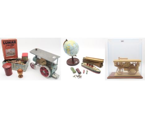 A live steam traction engine; together with a Perspex-cased matchstick traction engine model; and an assortment of vintage to