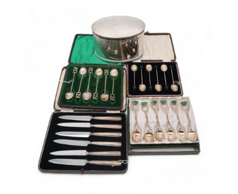 A cased set of silver coffee spoons, by Stokes &amp; Ireland, Birmingham 1950, a set of Chinese silver spoons, by Wai Kee, wi