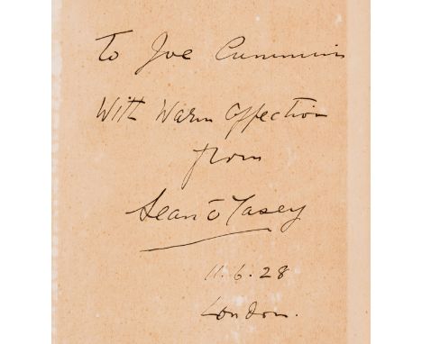 O'Casey (Sean) The Silver Tassie, first edition, signed presentation inscription from the author to Joe Cummins on endpaper, 