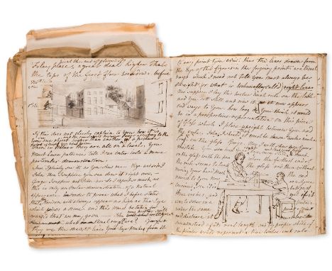Perspective.- Hayter (George) Dilogue [on Perspective], manuscript, 32pp., 17 small pen and ink illustrations, numerous corre
