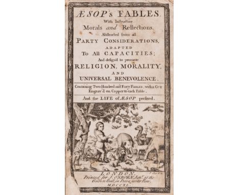 Fables.- Richardson (Samuel, editor).- Aesop. Æsop's fables. With instructive morals and reflections, abstracted from all par