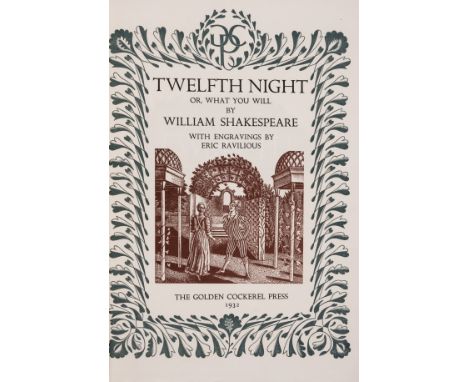 Ravilious (Eric).- Shakespeare (William) Twelfth Night, or, What You Will, number 80 of 275 copies, wood-engraved title-vigne