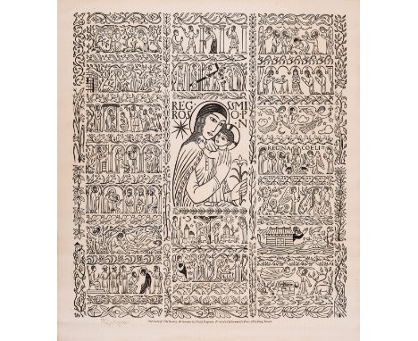 St.Dominic's Press.- Hagreen (Philip, 1890-1988) Our Lady of the Rosary, woodcut on laid paper, c.460 x 410mm., signed in ink
