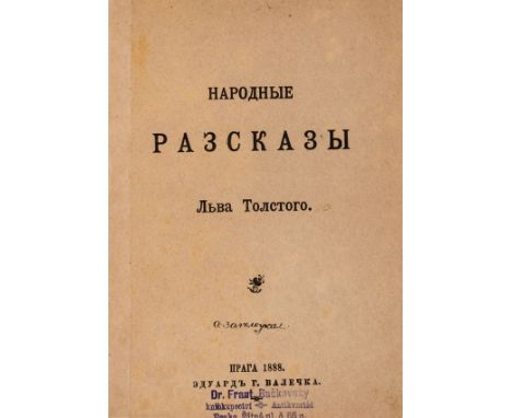 Tolstoy (Count Lev Nikolayevich "Leo") Narodnye Razskazy, first edition, title reinforced at inner margin and with bookshop i