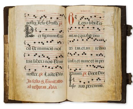 Illuminated manuscript.- Gradual, in Latin, decorated manuscript on vellum, 88 leaves only, wanting 4 leaves from first gathe