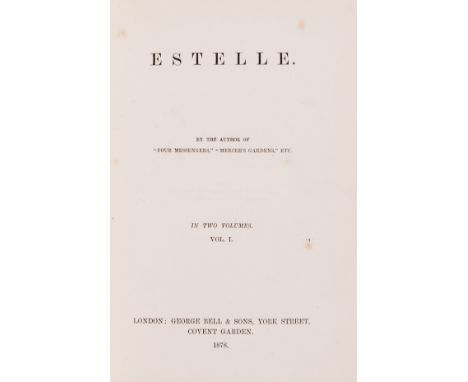 Harris (Emily Marion) Estelle, first edition, signed presentation inscription from the author to Lady de Rothschild to endpap