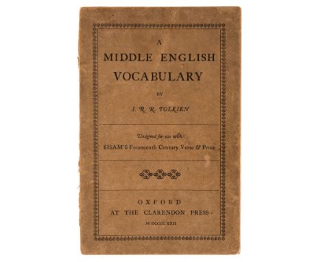 Tolkien (J.R.R.) A Middle English Vocabulary, first edition, first impression, original printed wrappers in first state witho