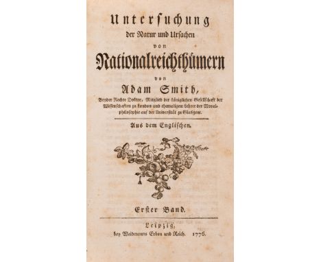 Economics.- Smith (Adam) Untersuchung der Natur und Ursachen von Nationalreichthümern, 2 vol., first German edition, light fo