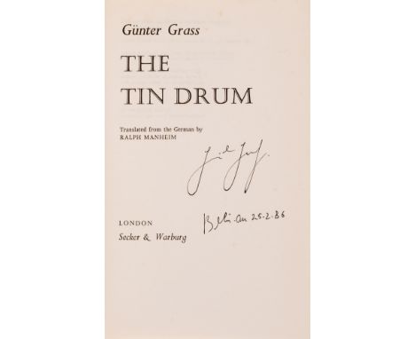 Grass (Günter) The Tin Drum, first English edition, signed by the author on title, original boards, slight bumping to spine e