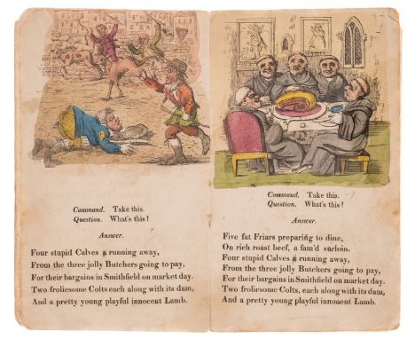 Juvenile game.- The Pretty Young Playful Innocent Lamb. A New Game of Questions and Commands, 14 half-page hand-coloured wood