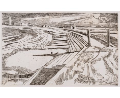 Nash (Paul, 1989-1946) The Wall - Dymchurch, copper engraving on Saunder's mould-made paper, image c.130 x 200mm., tipped int