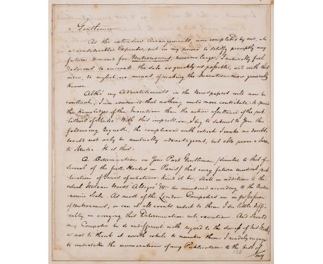 Music.- Maelzel (Johann Nepomuk, German inventor, engineer, and showman, 1772-1838) Letter signed to Clementi &amp; Co., of L