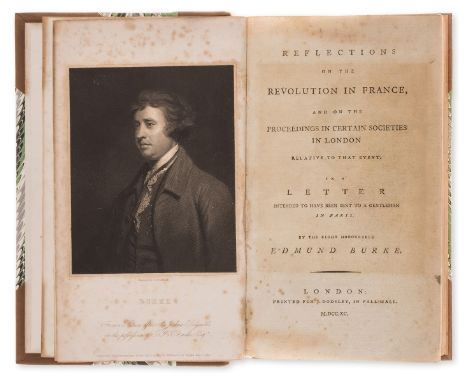 Burke (Edmund) Reflections on the Revolution in France..., first edition, engraved portrait frontispiece (light-offsetting), 