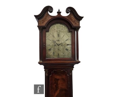 An 18th Century Scottish mahogany longcase clock by James Scott Leith, the eight day movement striking on a bell, with subsid