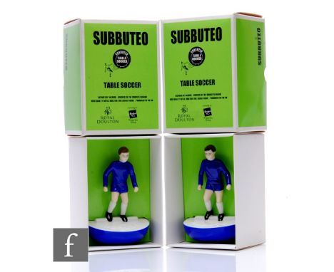 Two Royal Doulton limited edition Subbuteo figures, both in blue glazed strip, height 14cm, boxed and with certificates. (2) 