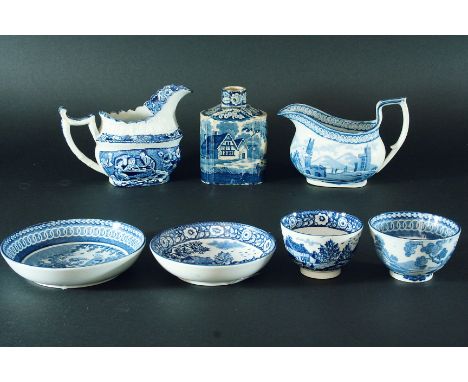SELECTED TEAWARES: a Shorthose "Wellinton (sic) Hotel, Waterloo" teabowl and saucer, 11.8cm, printed mark; a Bird on  Branch 