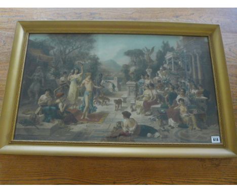 A high lighted print Roman Garden party after E M Oberhauser entitled - When Rome was the Mistress of the World - 44cm x 76cm