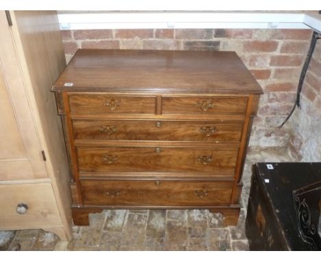 A 19th century style mahogany chest of drawers with two over three long drawers on bracket feet - Height 79cm x 86cm x 52cm