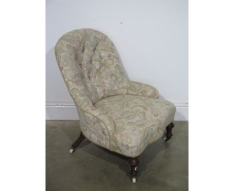 A Victorian button back upholstered nursing chair