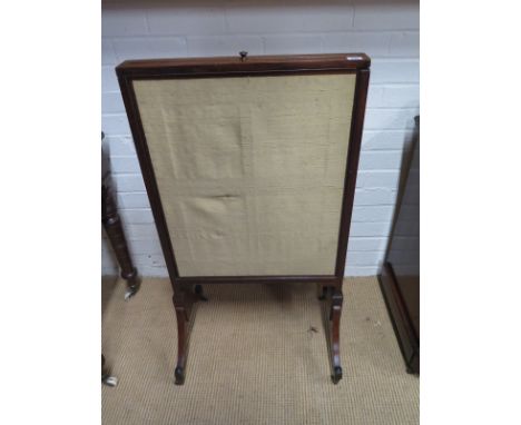 A 19th century three section mahogany fire screen - Height 103cm x Width 57cm