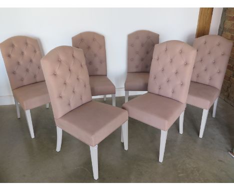 A set of six Bramblecrest button back fabric dining chairs