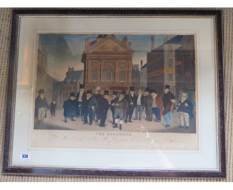 A print from a painting by Henry Harwood entitled - The Executive - 39cm x 54cm - colours good, some tears