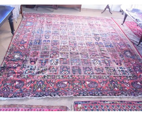 A large handmade Bakhtiar carpet with square flower house design - 393cm x 340cm