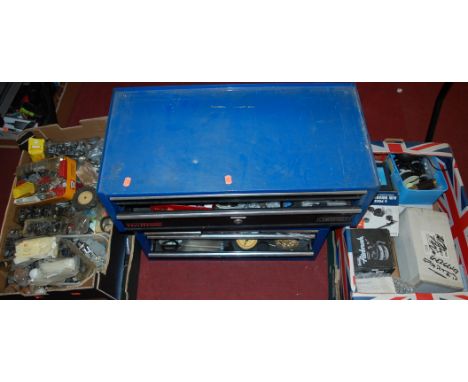 A large collection of assorted model making  equipment and accessories to include airbrush kits, enamel paints, various spare
