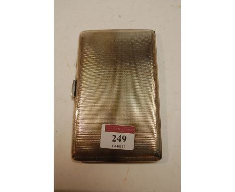 An Art Deco engine turned silver pocket cigarette case, having gilt washed and inscribed interior, 6.5oz