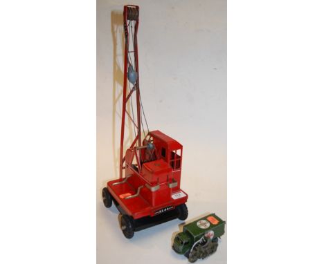 A Triang tinplate model of a 4 ton Jones mobile crane; together with a playworn Dinky Toys military ambulance; and a Britains