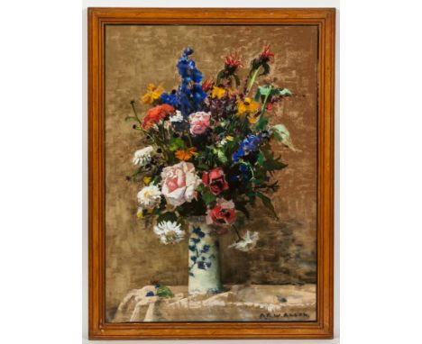 * ARCHIBALD RUSSELL WATSON ALLAN RSA (SCOTTISH 1878 - 1959),
MIDSUMMER FLOWERS
oil on board, signed
75cm x 53cm
Framed and un
