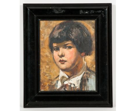 * THOMAS BONAR LYON (SCOTTISH 1873 - 1955), PORTRAIT OF A CHILDoil on board, signed23.5cm x 19cmFramed and under glass