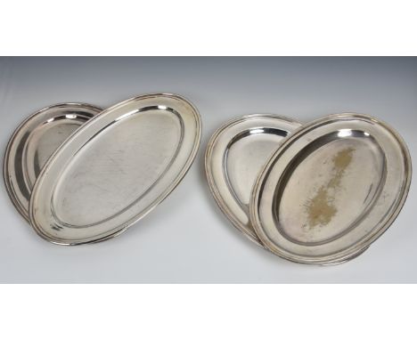 A pair of 19th century silver plated oval meat or serving platters, by Maxfield &amp; Sons of Sheffield, 18in. (45.75cm.) lon