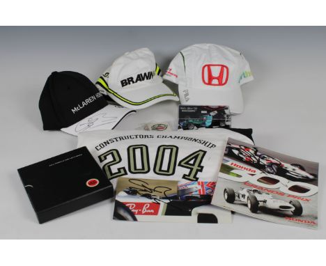 A collection of Jenson Button F1 memorabilia, Pauls Model Art Minichamps exact 1:43 scale 2007 Honda RA107 model, signed by J