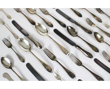 A part set of sterling silver flatware in the pattern "Mount Vernon", Rogers, Lunt, and Bowlen Co., United States, comprising