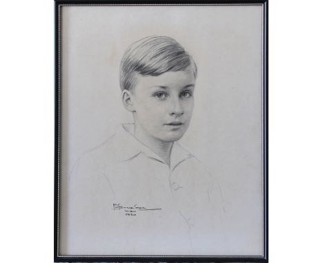 Max Schneider  (Austrian, early 20th century Portrait of John Huban, later Colonel, as a young man, pencil, signed, inscribed