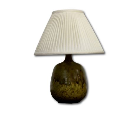 A studio pottery vase by Vera Tollow, Converted to a lamp, signed to base, approx. 26cm high excluding shade