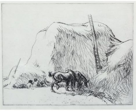 Edmund Blampied (Jersey, 1886-1966 'Noonday Rest', drypoint etching, c.1920, signed in ink to lower margin, from an edition o