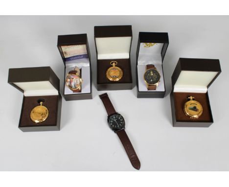 Bradford Exchange gold-plated pocket watches and wrist watches, to include pocket watches 'Queen Elizabeth - Long To Reign Ov