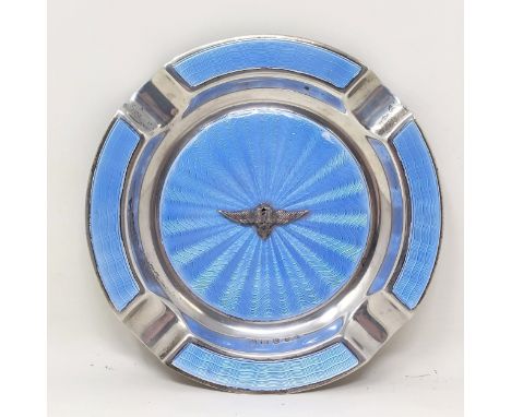 A silver and enamel RAF ashtray, Birmingham 1936, 10.5 cm diameter