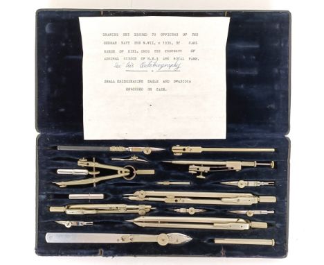 A set of German Carl Reese (Kiel) Pracision 668 drawing instruments, a set of Air Ministry drawing instruments, another set, 