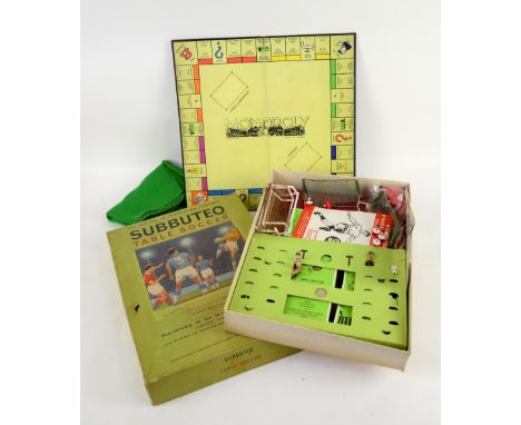 Subbuteo table football game and a Monopoly board        